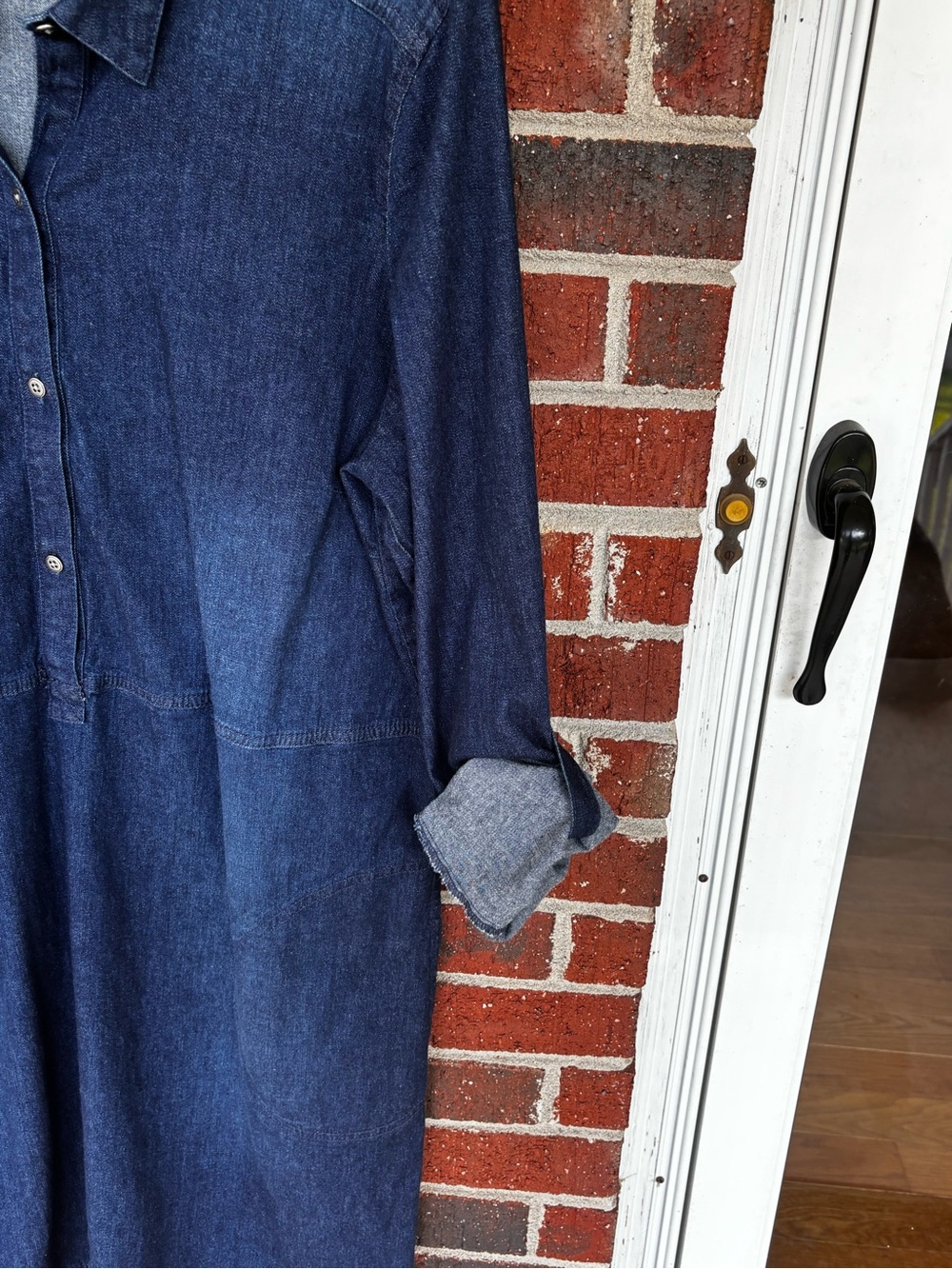 J. Jill Blue Denim Shirt Dress Long Sleeve Button Front Cotton Stretch Womens XL - Picture 5 of 5